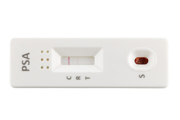 Rapid diagnostic test for PSA (Prostate Specific Antigen) with a negative result. Rapid test cassette.