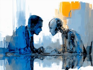 Human and Humanoid Robot Collaborating in Modern High-Tech Office