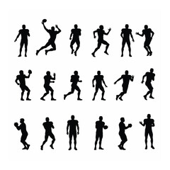 Fototapeta premium American football player silhouettes action poses set