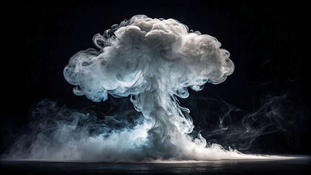 Mushroom Cloud Smoke Composition Dark Background, Abstract Art, Vapor, Explosion Smoke Photography, Abstract Art