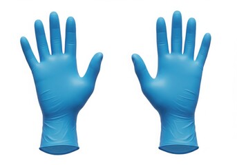 Two blue gloves isolated on white background
