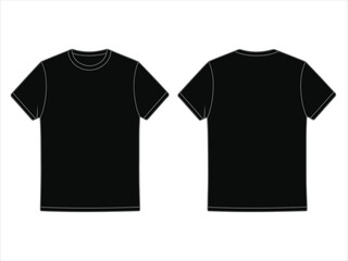 Simple Black T-Shirt Template - Front and Back Blank Apparel Mockup

