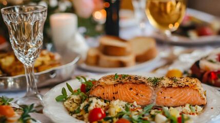 Salmon toast dinner table to cele  B0A6D