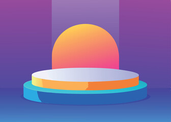 3d circle easter egg with ribbon podium