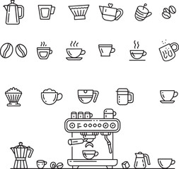 Coffee Shop Line Art Icons