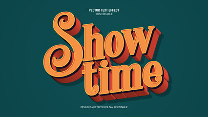 Show time editable text effect, retro vintage text style