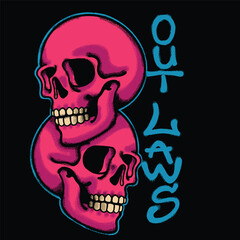 two Skull for streetwear illustration