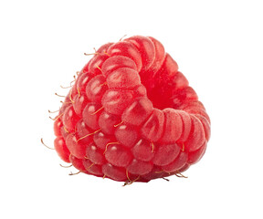 Isolated raspberry fruit macro photography close up shot for healthy food and fresh berry images use cases
