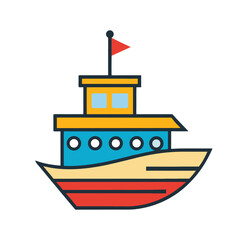 Vector illustration of cartoon boat on white background