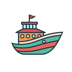Minimal Boat Vector Icon Isolated on white background