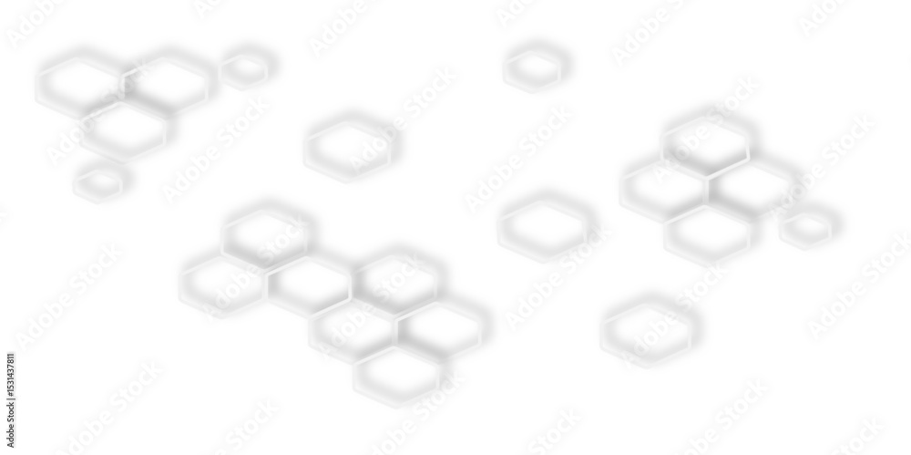 Poster abstract white background with blurred hexagonal shapes in a geometric pattern design.