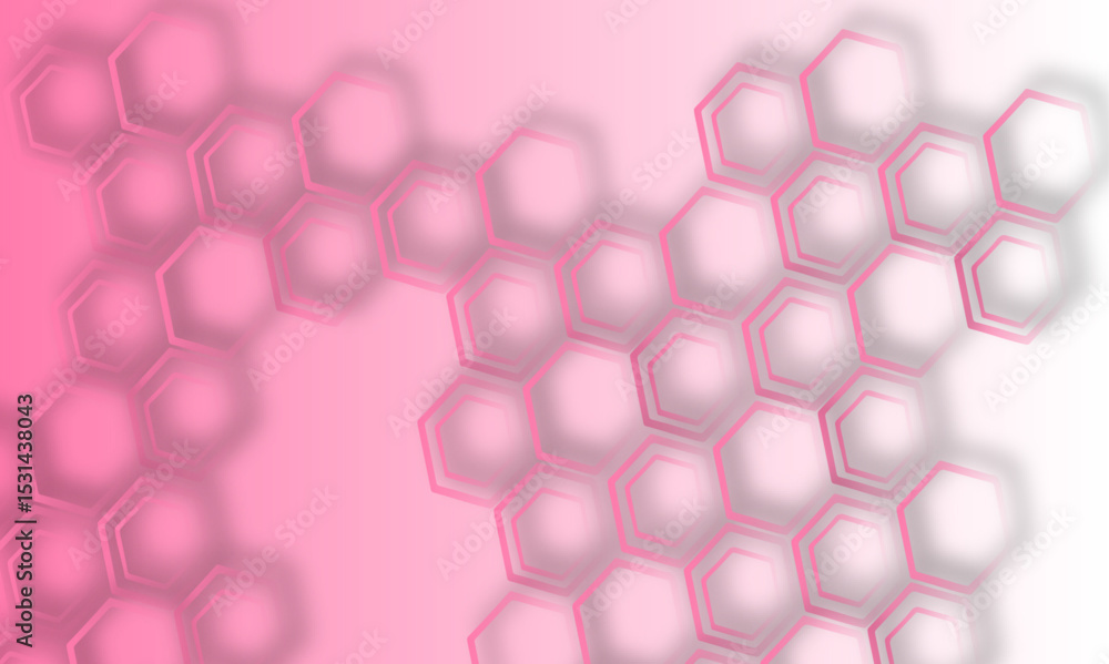 Aufkleber minimalistic background with pink color hexagon shapes scattered on a light surface.