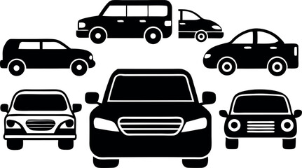 Obraz premium transportation car silhouette icons set collection
