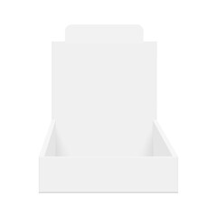 Blank Display Box Mockup, Front View, Isolated On White Background. Vector Illustration