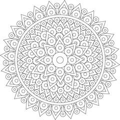 Geometric Floral Flower Botanical Detailed Mandala Adult Coloring Page Intricate Circular Pattern Zentangle