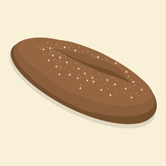 Delicious and crusty loaf of rye bread. Isometric flat vector illustration. Eps 10.