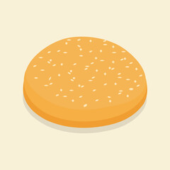 Fresh, crispy breakfast bun. Isometric flat vector illustration. Eps 10.