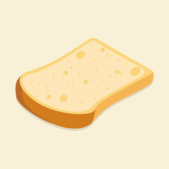 Slice of bread cut to make a sandwich. Isometric flat vector illustration. Eps 10.