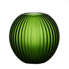 Beautiful glass green vase isolated on white background