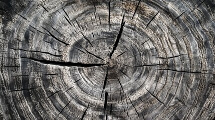 Fototapeta premium IWarm gray wood texture with detailed tree rings and rough end grain, close-up of a felled tree trunk