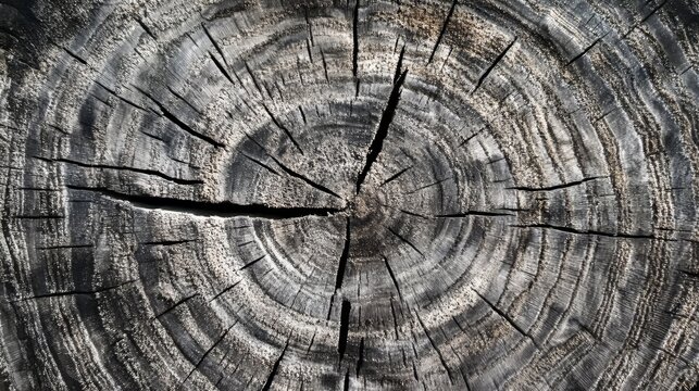 IWarm gray wood texture with detailed tree rings and rough end grain, close-up of a felled tree trunk - Powered by Adobe
