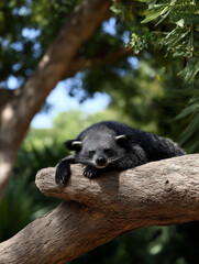 Obraz premium binturong Sleeping on Tree Branch