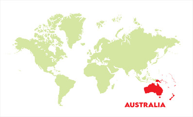 Interactive world map with Australia focus-15, Map of Australia, highlighted on the world map, Australia on the world map, Satellite view, Australia location on the globe.