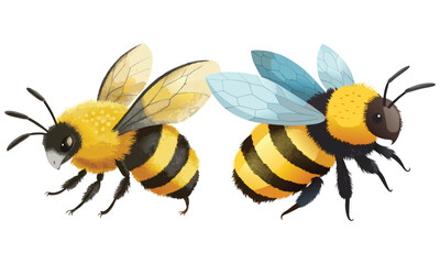 Cute Bumble Bee & Honey Bee Illustrations - Hand-Drawn Pollinator Insect Art