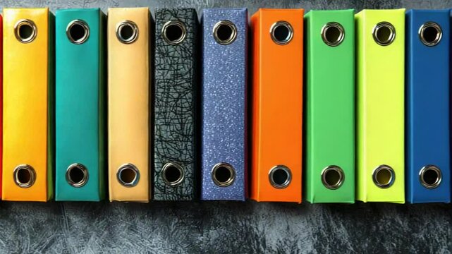 Row of colorful file folders