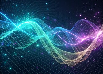 Fototapeta premium Colorful Quantum Waves Vibrant abstract energy waves in a futuristic digital space, symbolizing frequency, motion, and light.