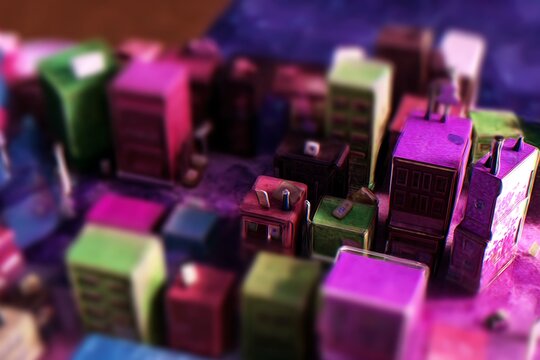 Colorful miniature city with bokeh effect