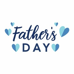Happy Father's Day Illustration with Blue Hearts