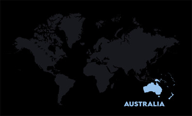Vector world map with Australia-11, Map of Australia, highlighted on the world map, Australia on the world map, Satellite view, Australia location on the globe.