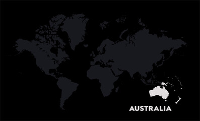 Vector world map with Australia-12, Map of Australia, highlighted on the world map, Australia on the world map, Satellite view, Australia location on the globe.