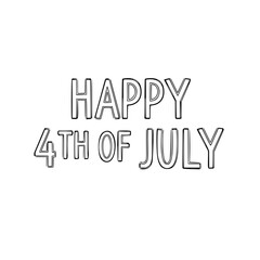 Happy 4th of July celebration text design on white background  dedicated to USA Independence day