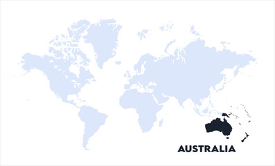 Watercolor world map with Australia-12, Map of Australia, highlighted on the world map, Australia on the world map, Satellite view, Australia location on the globe.