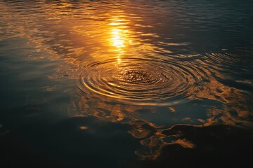 Golden sunset ripples on water