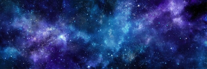 Fanciful Galaxy Sky with Vibrant Stars and Colorful Nebulas, Magical Cosmic Scenery, Clean Design