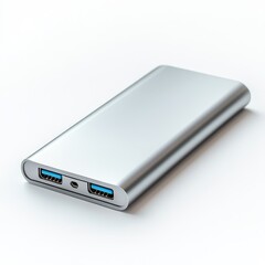 A sleek, silver external hard drive with dual USB 3.0 ports, designed for fast data transfer and portable storage.