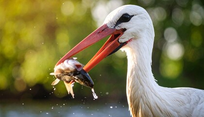  A Stork's Beak Catching Fish