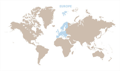 Economic map of Europe in world-03, Map of Europe, highlighted on the world map, Europe on the world map, Satellite view, Europe location on the globe.