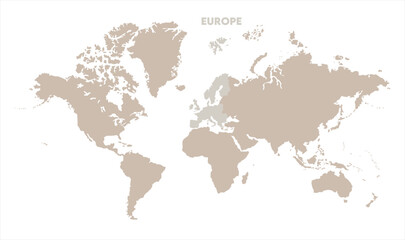 Economic map of Europe in world-06, Map of Europe, highlighted on the world map, Europe on the world map, Satellite view, Europe location on the globe.