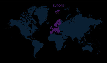 Europe continent map-08, Map of Europe, highlighted on the world map, Europe on the world map, Satellite view, Europe location on the globe.