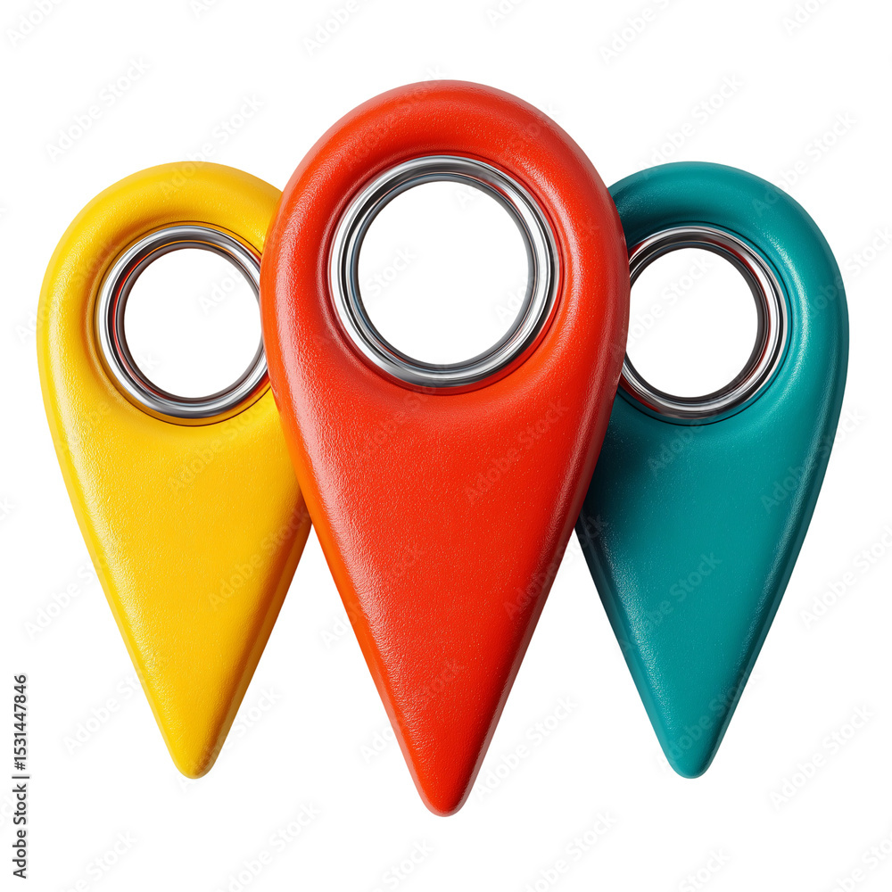 Poster colorful map pointers location pins gps navigation markers destination isolated on transprint backgr