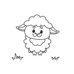 Cute Baby Sheep Coloring Page – Cartoon Lamb Line Art for Kids. Vector Illustration