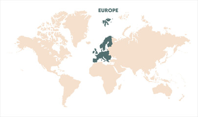 Europe in world map-14, Map of Europe, highlighted on the world map, Europe on the world map, Satellite view, Europe location on the globe.