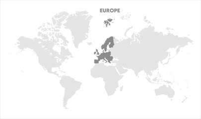 Europe outline in global map-02, Map of Europe, highlighted on the world map, Europe on the world map, Satellite view, Europe location on the globe.