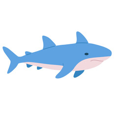 Vector of a cute shark isolated on white background. Perfect for kids' materials and ocean-themed education.