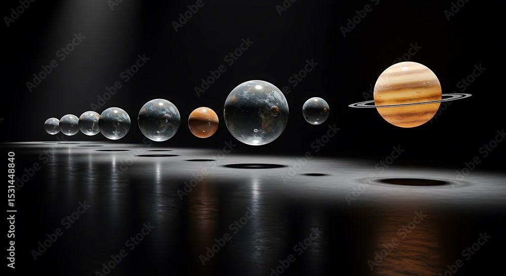 Poster celestial alignment planets in a row