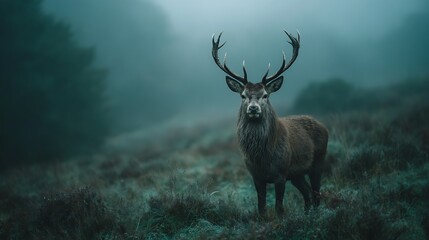 Obraz premium Majestic stag stands calmly.